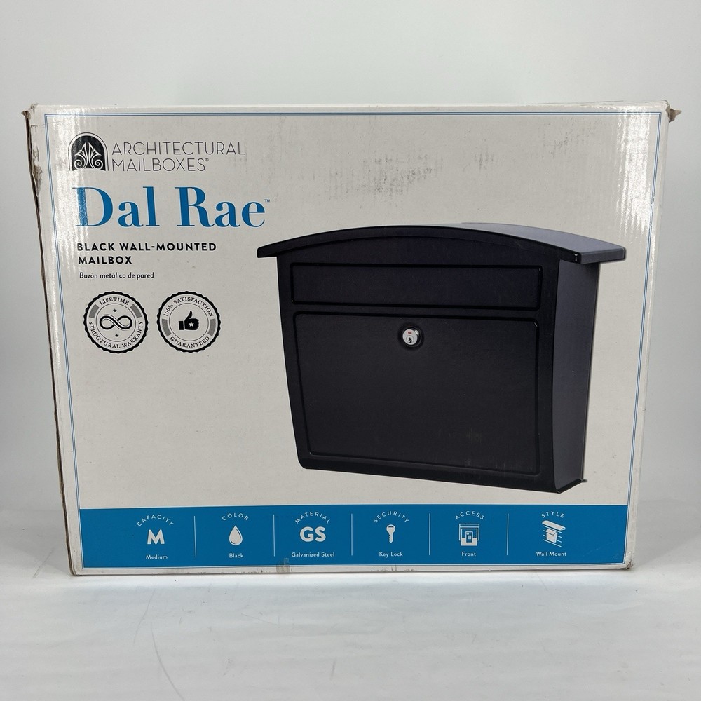 Architectural Mailboxes 2562B-10 Black Dal Rae Galvanized Wall-Mount Mailbox✅