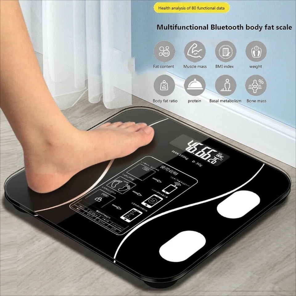 Battery Smart LCD Display Bluetooth Weight Body Fat Scale BMI Bathroom Scale