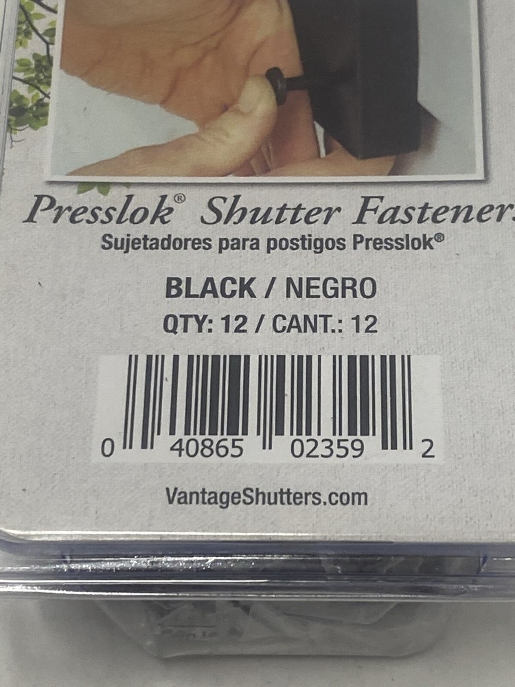 Vantage Presslok Shutter Fasteners Black 12 3” Fasteners