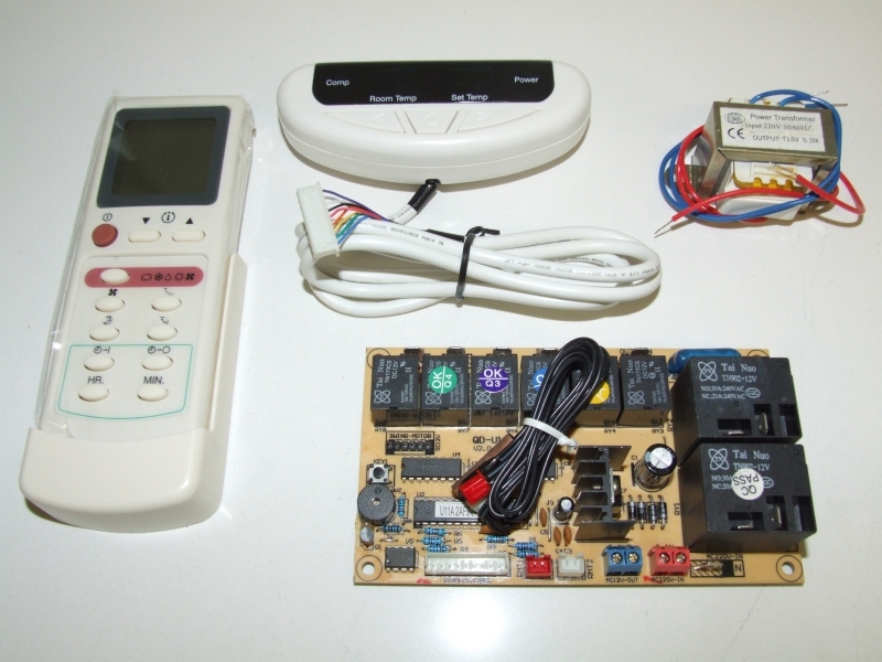 UNIVERSAL AC SYSTEM PCB, REMOTE & SENSORS FOR SPLIT MINI SPLIT DUCTLESS QD-U11A