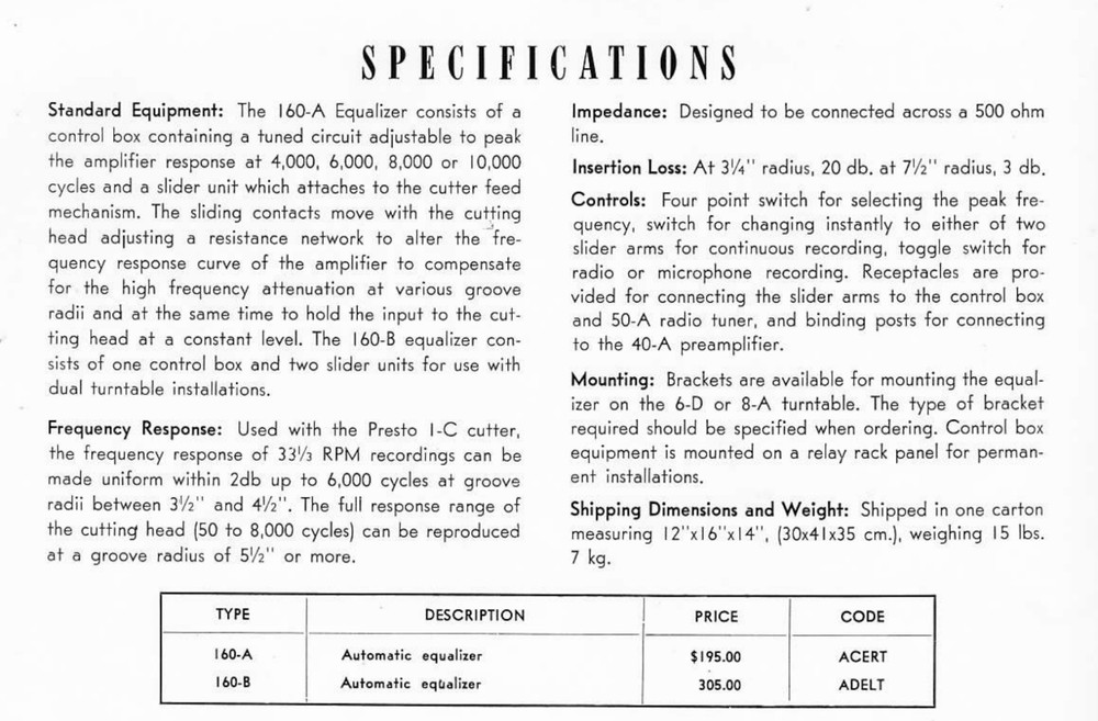 Vtg 1940s Presto 160-A Automatic Equalizer Control Box + 190S Slider Unit