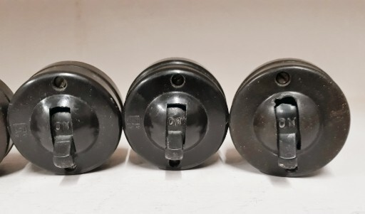 Vintage Old 4 Pcs Electrical Bakelite Switch & 1 Socket made in India.