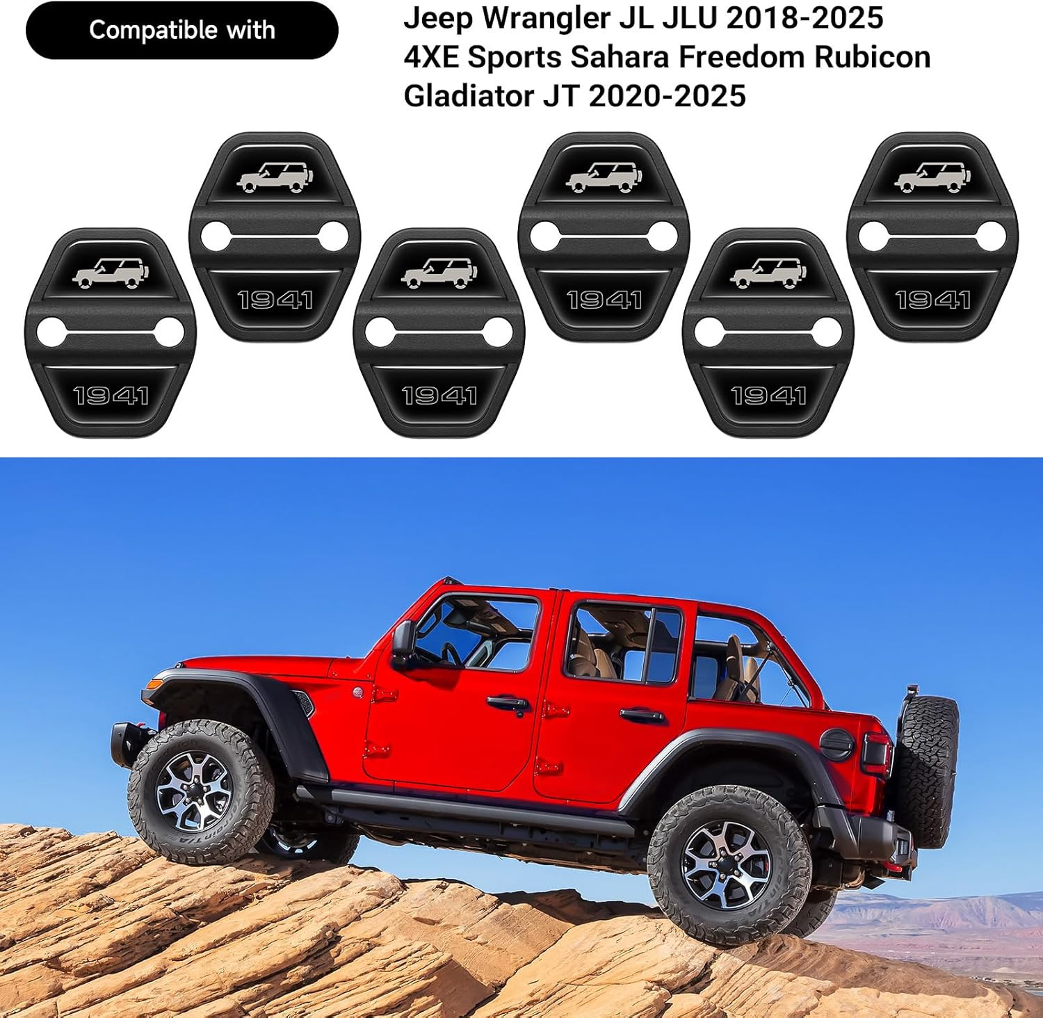 6PCS ABS Door Lock Cover for Jeep Wrangler JL JLU 2018-2025 4XE Unlimited Sahara