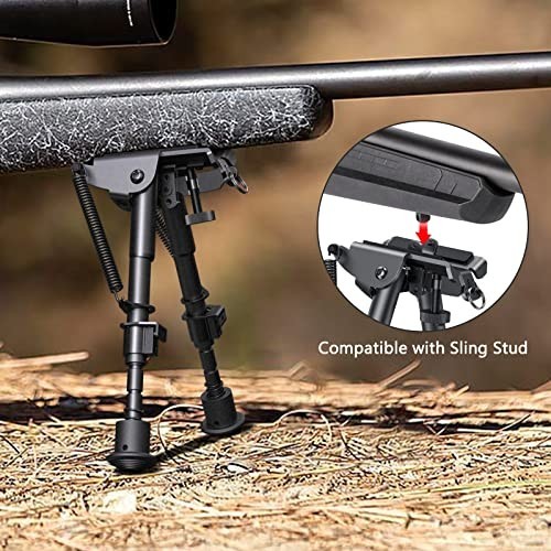 Adjustable 6-9 Inch Picatinny Bipod with Spring Return & Adapter for Stability