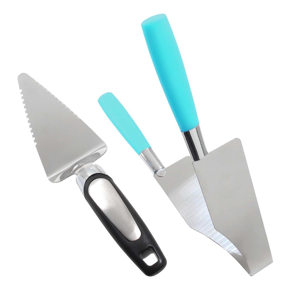 2 Pieces Multi Function Blue Cake Slicer, Stainless Steel Cake Server Cutter ...