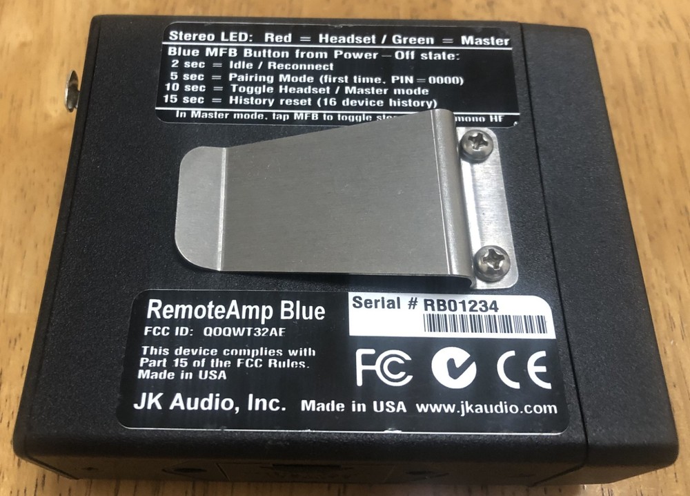 JK Audio RemoteAmp Blue Wireless Headphone Amplifier