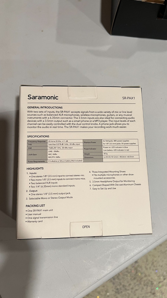 Saramonic SR-PAX1 Active Dual Channel Camera Mixer