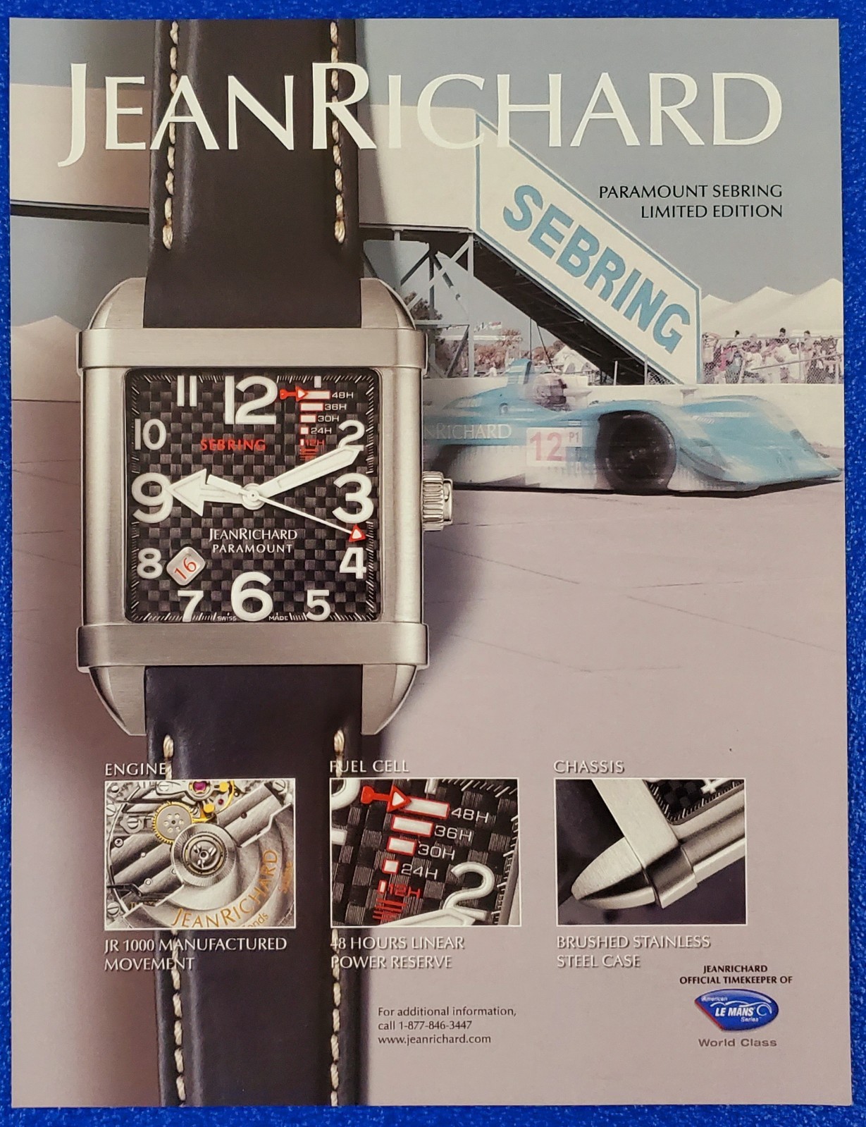 2006 JEAN RICHARD PARAMOUNT SEBRING LIMITED EDITION LE MANS WRISTWATCH PRINT AD