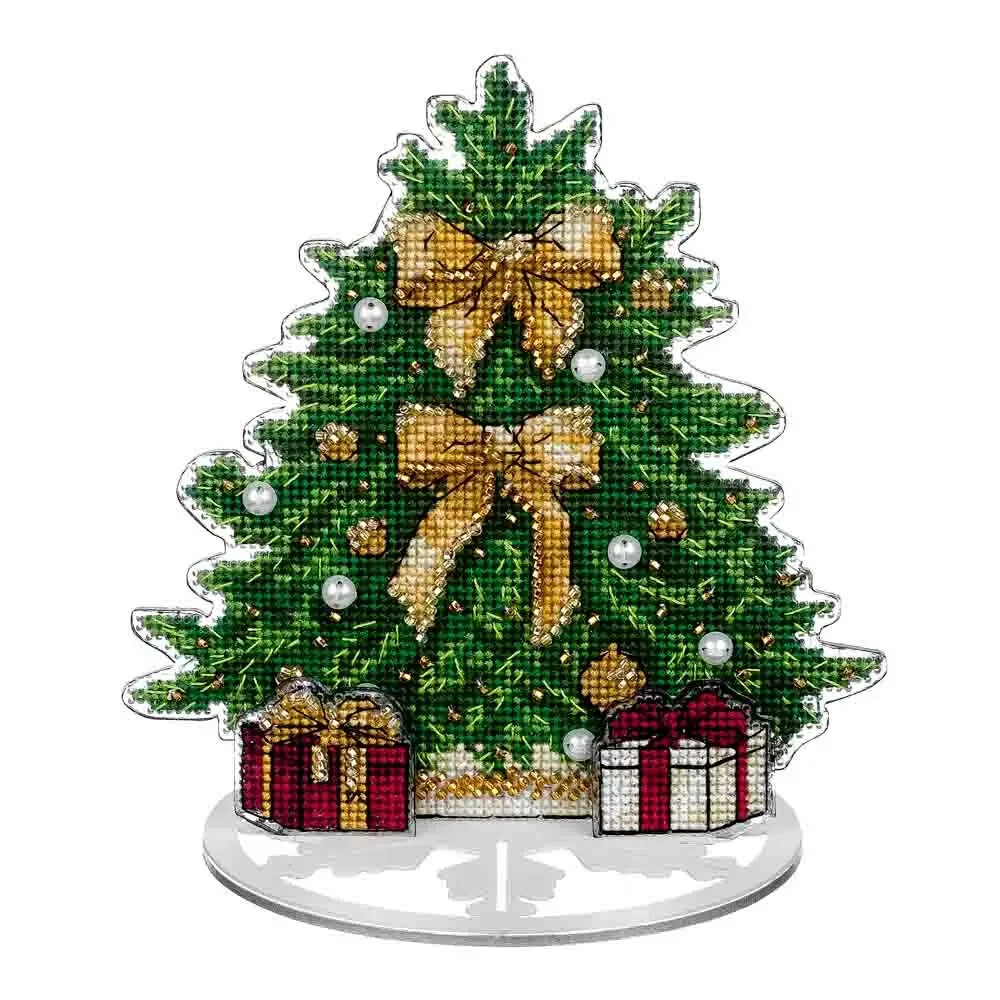 Plastic-based embroidery kit with threads Christmas tree stitching  crafts