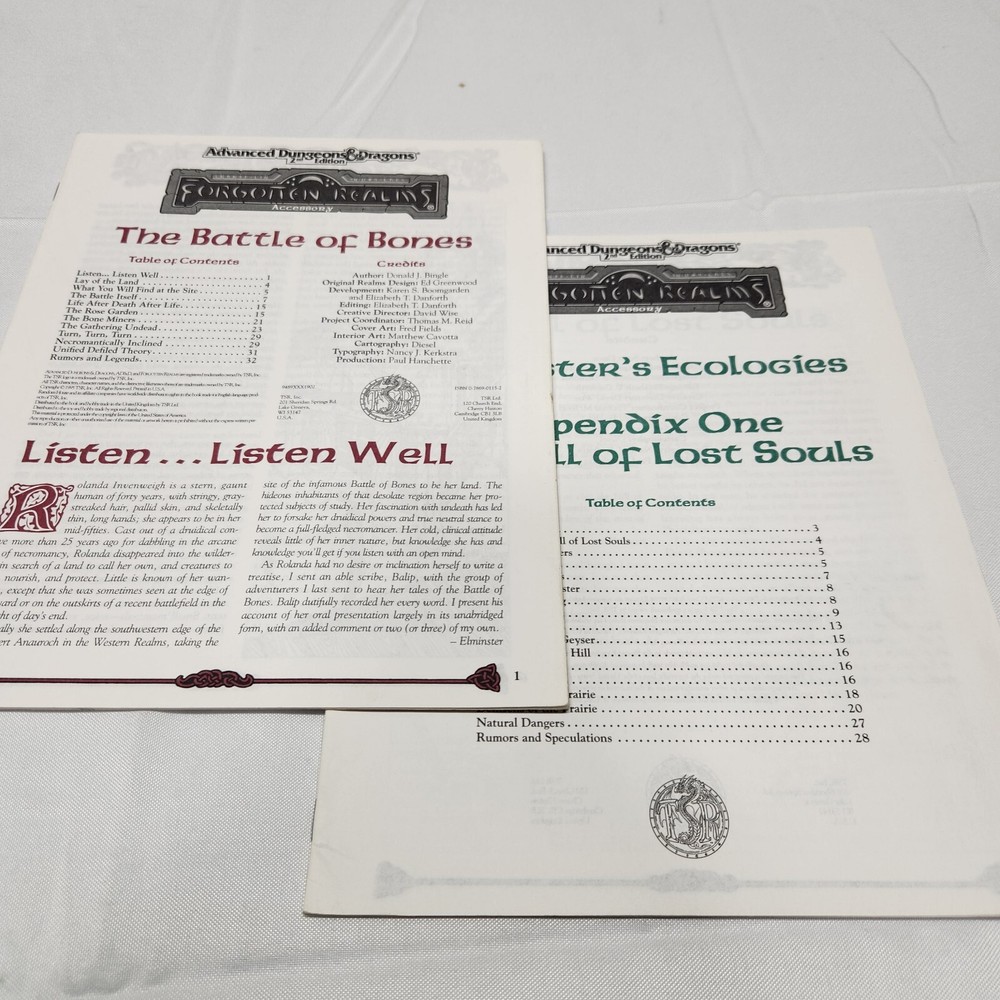 AD&D Forgotten Realms - ELMINSTER'S ECOLOGIES Appendix 1 - 9489 TSR Inserts