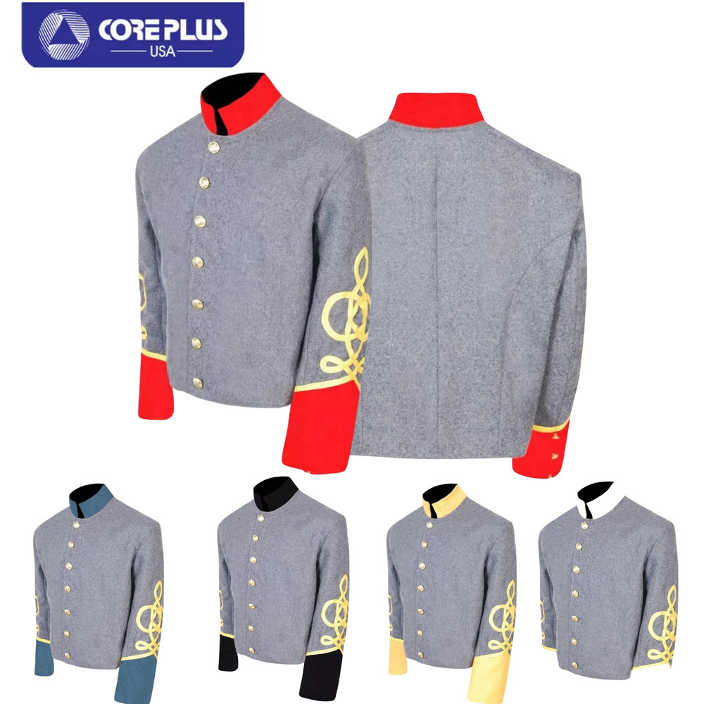 Civil War General's Wool Shell Jacket - 4 Gold Braid, Single Front Design