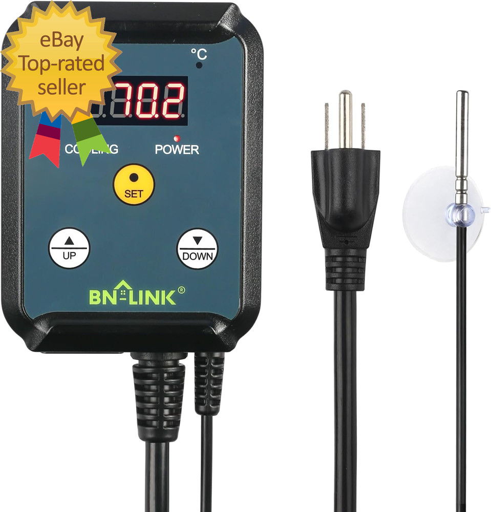 Digital Cooling Thermostat Controller Temperature Controlled Outlet for Attic Fa