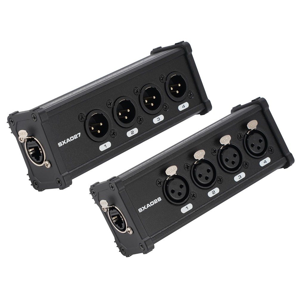 2 Pack 4 Channel 3 Pin Multi Network XLR Cable Breakout, XLR to RJ45 Ethercon...