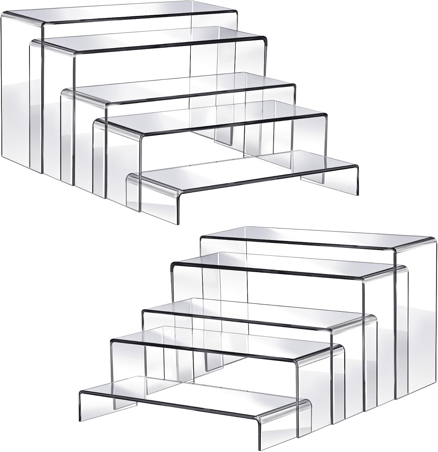 Fixwal 10Pcs 2 Set Acrylic Risers for Display Clear Perfume Organizer Stands Acr