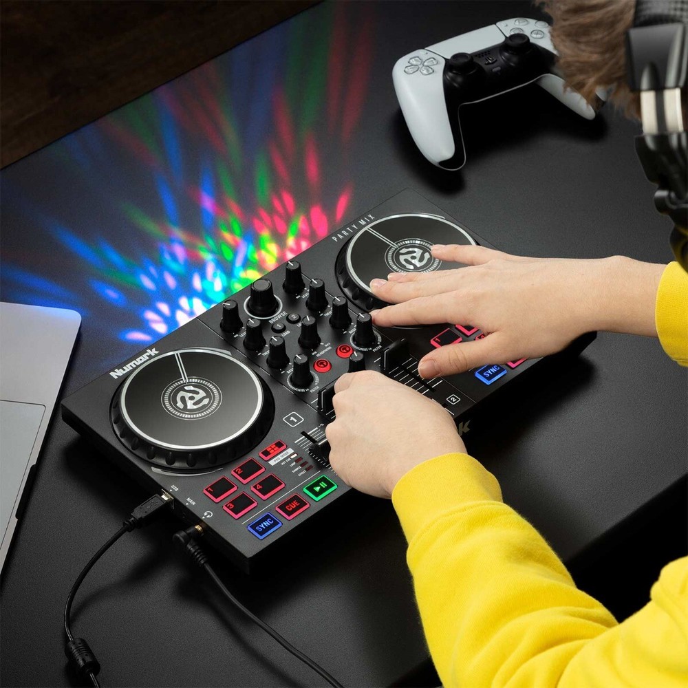Numark Party Mix II Built-In Light Show DJ Controller with Backpack