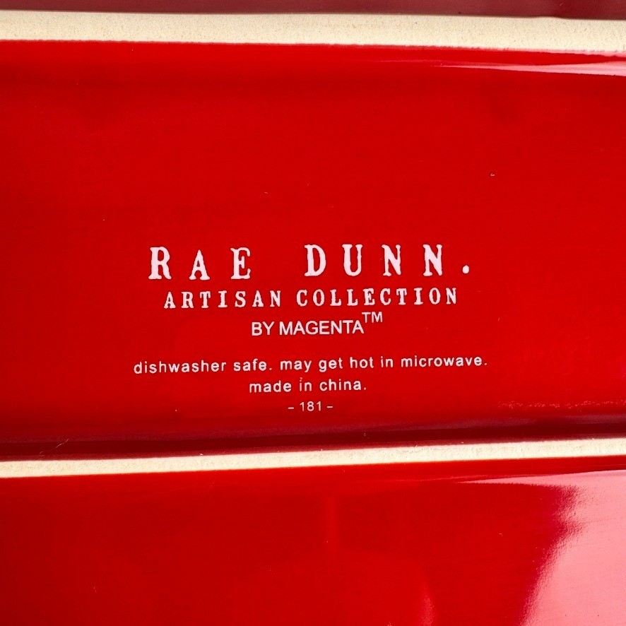 Rae Dunn Merry Christmas Red Ceramic Rectangular Serving Platter Tray Magenta