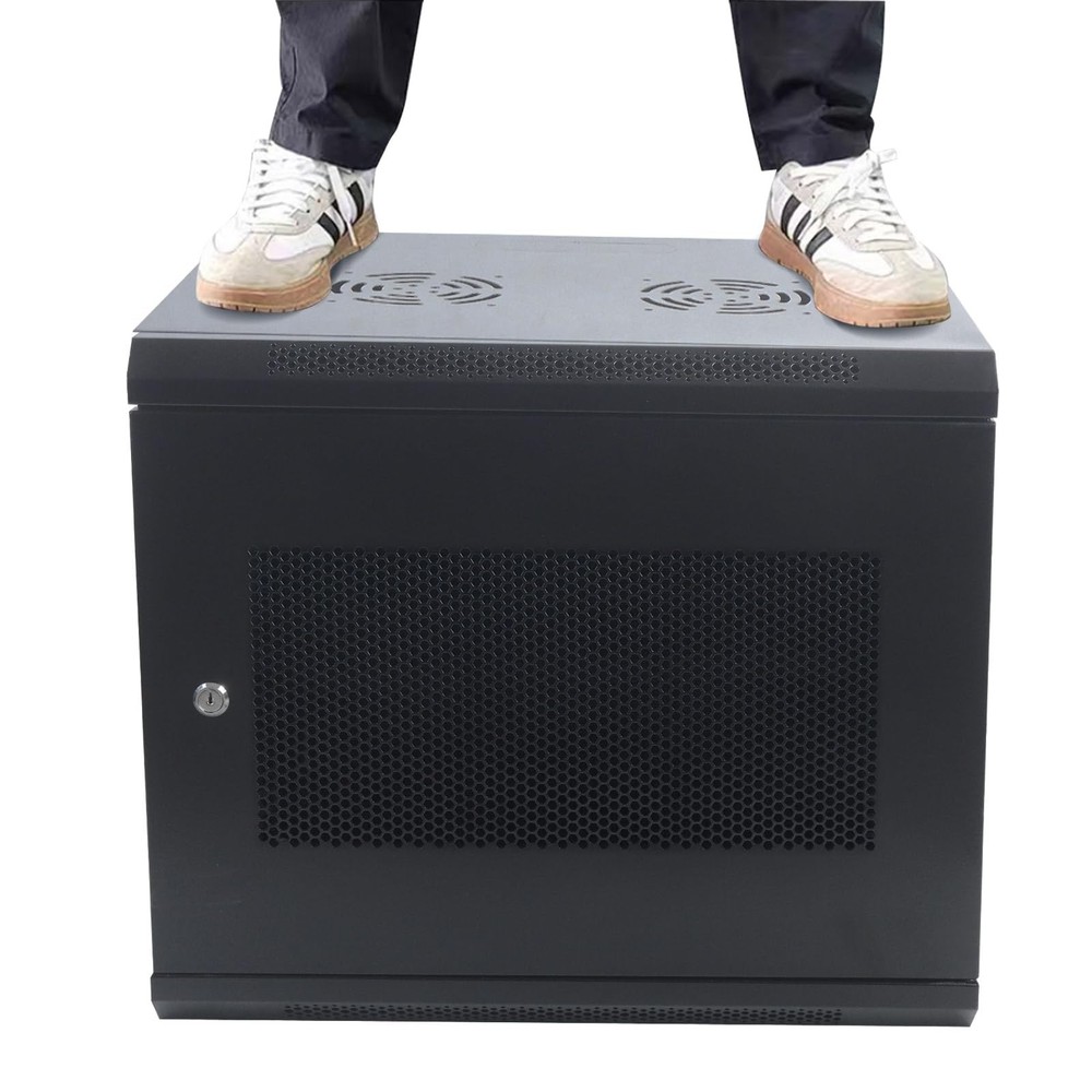 9U Wall Mount Server Cabinet IT Network Rack Enclosure Locking Door Black
