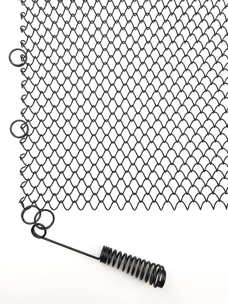 Sunshinecarpentry Fireplace Mesh Screen Curtain, Two Panels. Rod Kit NOT Include