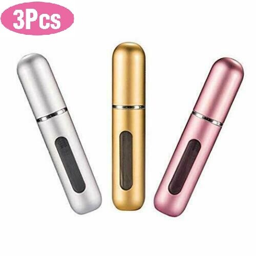 3Pcs 5ml Mini Refillable Travel Portable Perfume Atomizer Bottle Spray Pump Case