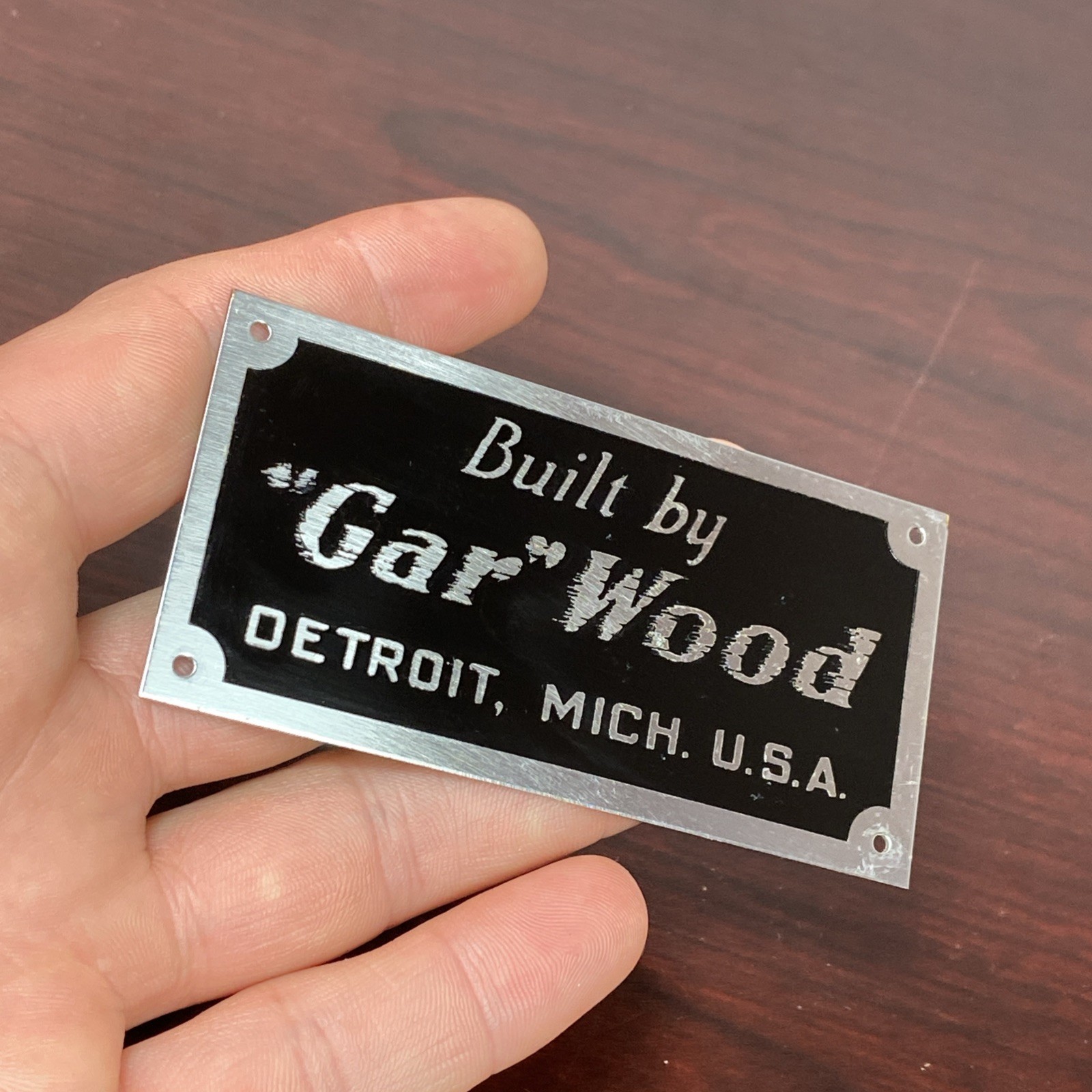 Gar Wood Detroit Mich USA Custom Motor Boats Nameplate Sign