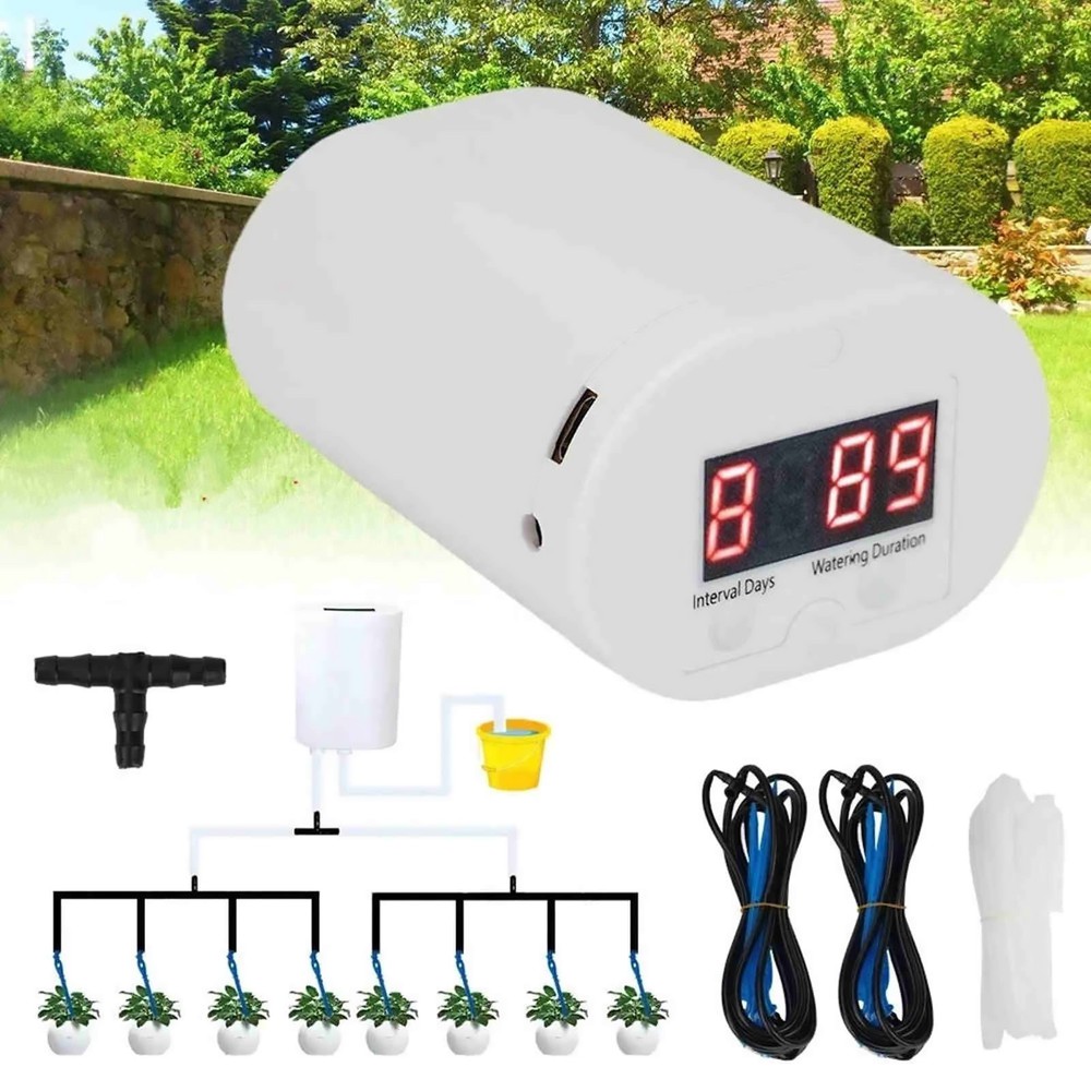 Programmable Automatic Watering System with Day and Second Settings for Pots