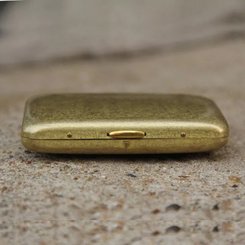 High Grade Collectable Vintage Solid Brass Copper Cigarette Case Holder Box gift