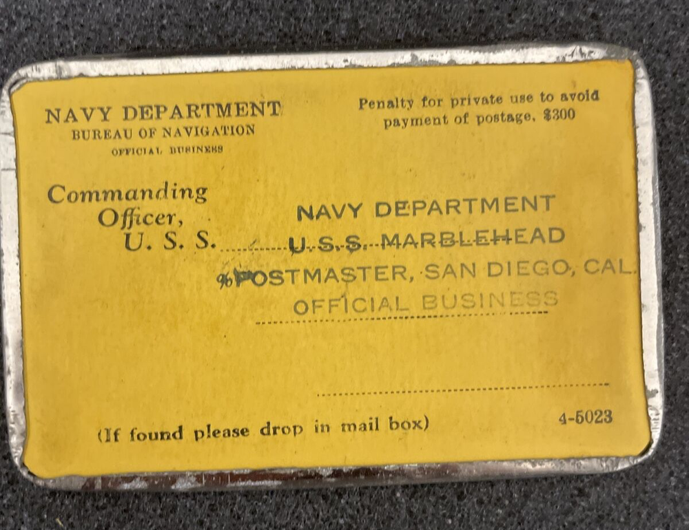 1938-1940 U.S.S. Marblehead Commanding Officer Card Post Master