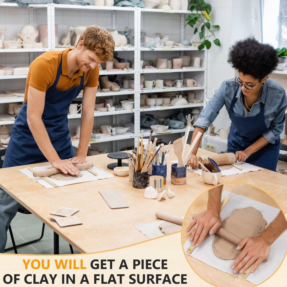 10pc Sasylvia Pottery Rolling Mud Stick Guide, Clay Depth Guide