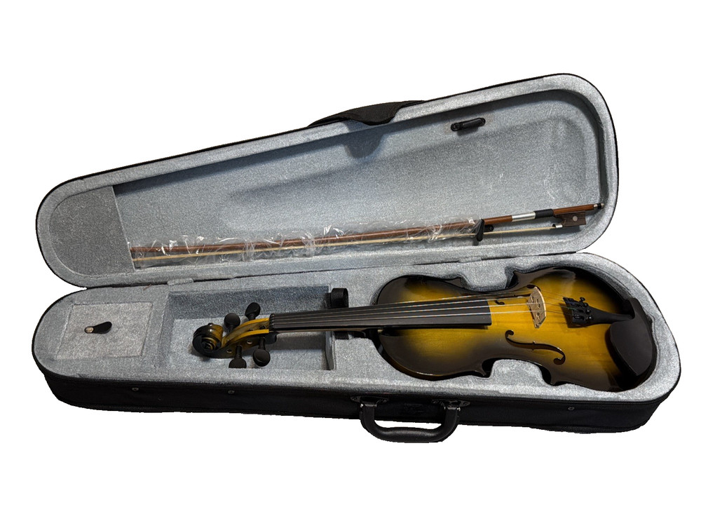 Solid Wood Violin Designed for Beginners Model HV-02 Sz 4/4, Bow & Case UNTESTED