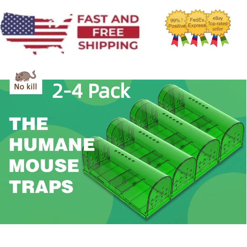 2-4 Pack Humane Mouse Traps Live Catch & Release No Kill Rat Mice Trap Reusable