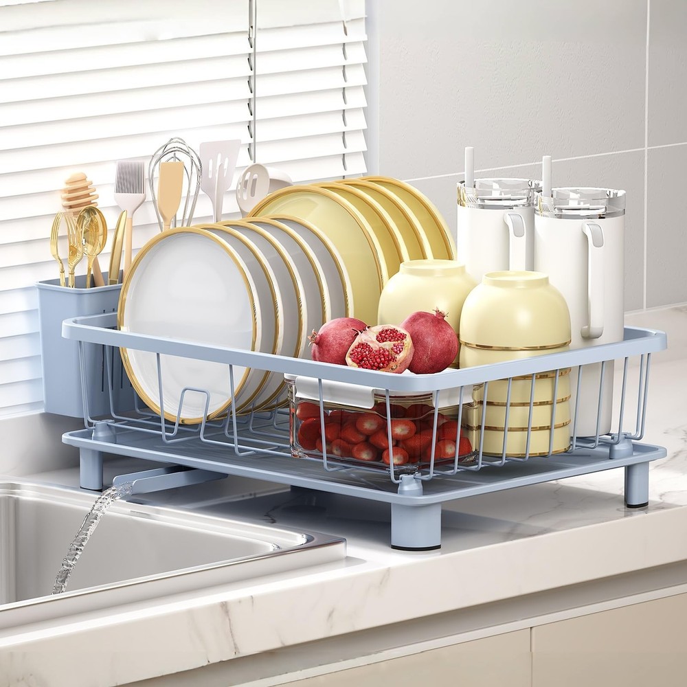 Blue Dish Drying Rack, Dish Rack,Space-Saving Dish Racks for Kitchen Counter ...