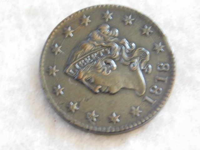 1818 CORONET HEAD LARGE CENT CHOICE AU-UNC.