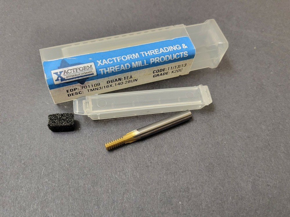 Xactform #12-28 Solid Carbide Thread Mill TMN 3/16"X.140-28UN Machinist