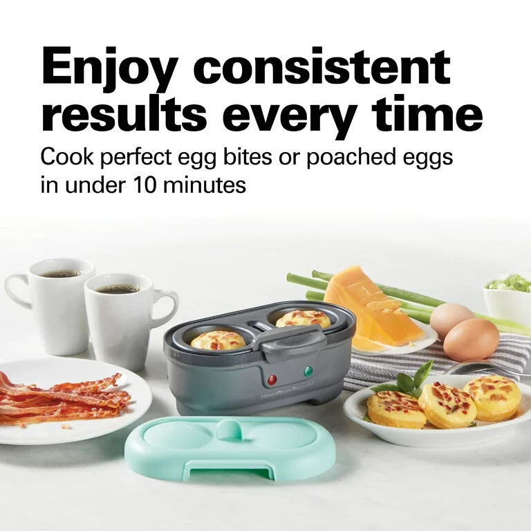 Hamilton Beach Egg Bites Maker & Egg Cooker, 2 Egg Capacity, Mint, 25506