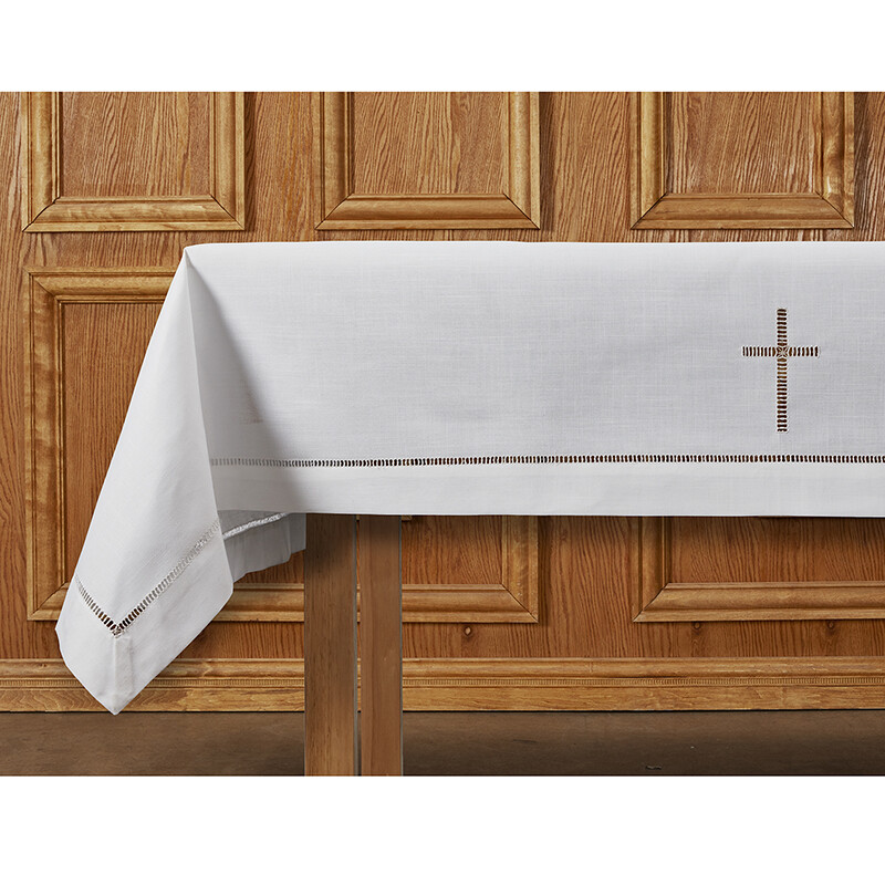 White Embroidered Eyelet Cross Altar Frontal