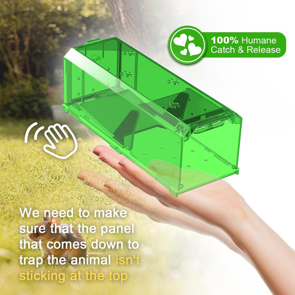 Mouse Traps Indoor for Home, Catch and Release, 2 Pack Large Size Live Mouse Tra