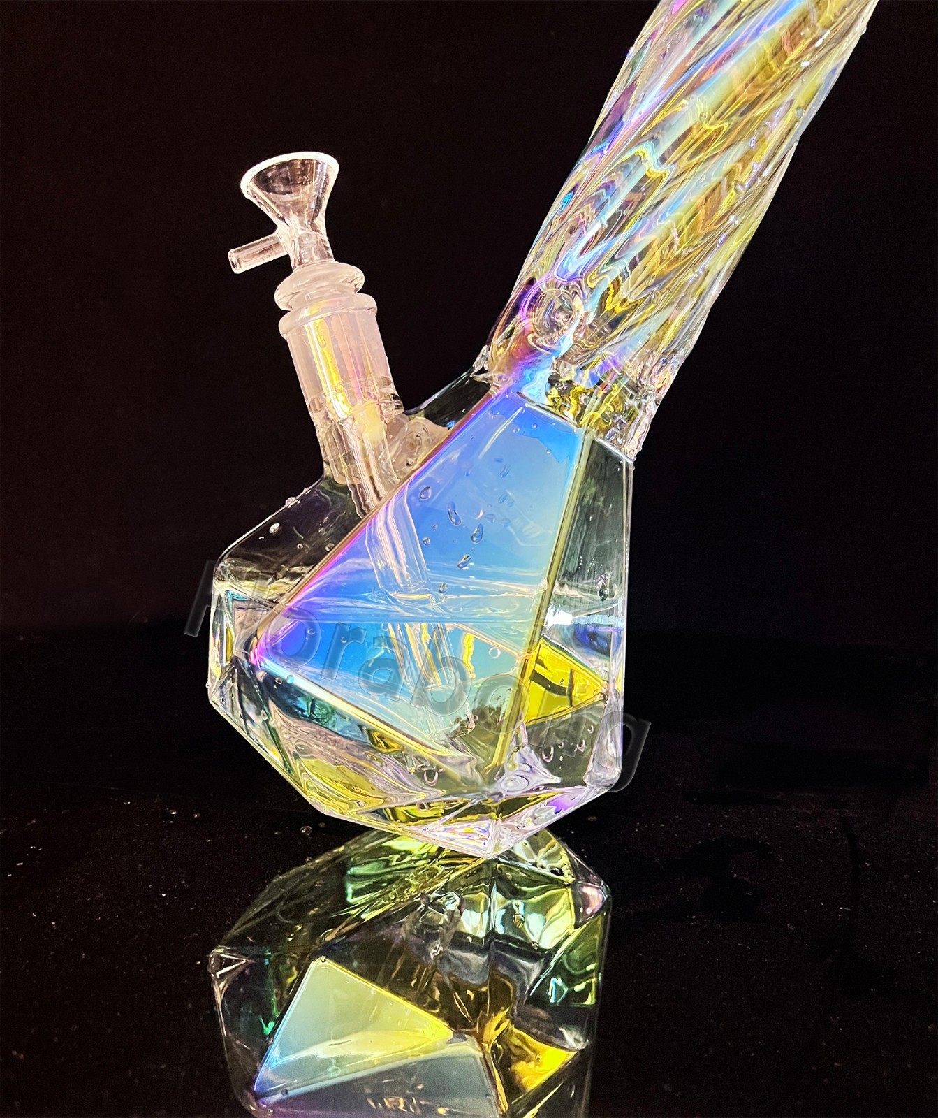 15" Iridescent Glass Bong Percolator Water Pipe Thick Smoking Hookah Beaker