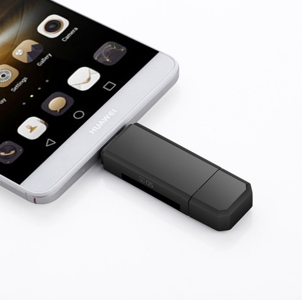 Micro USB OTG to USB 2.0 Adapter-SD/Micro SD Card Reader, Standard USB Interface