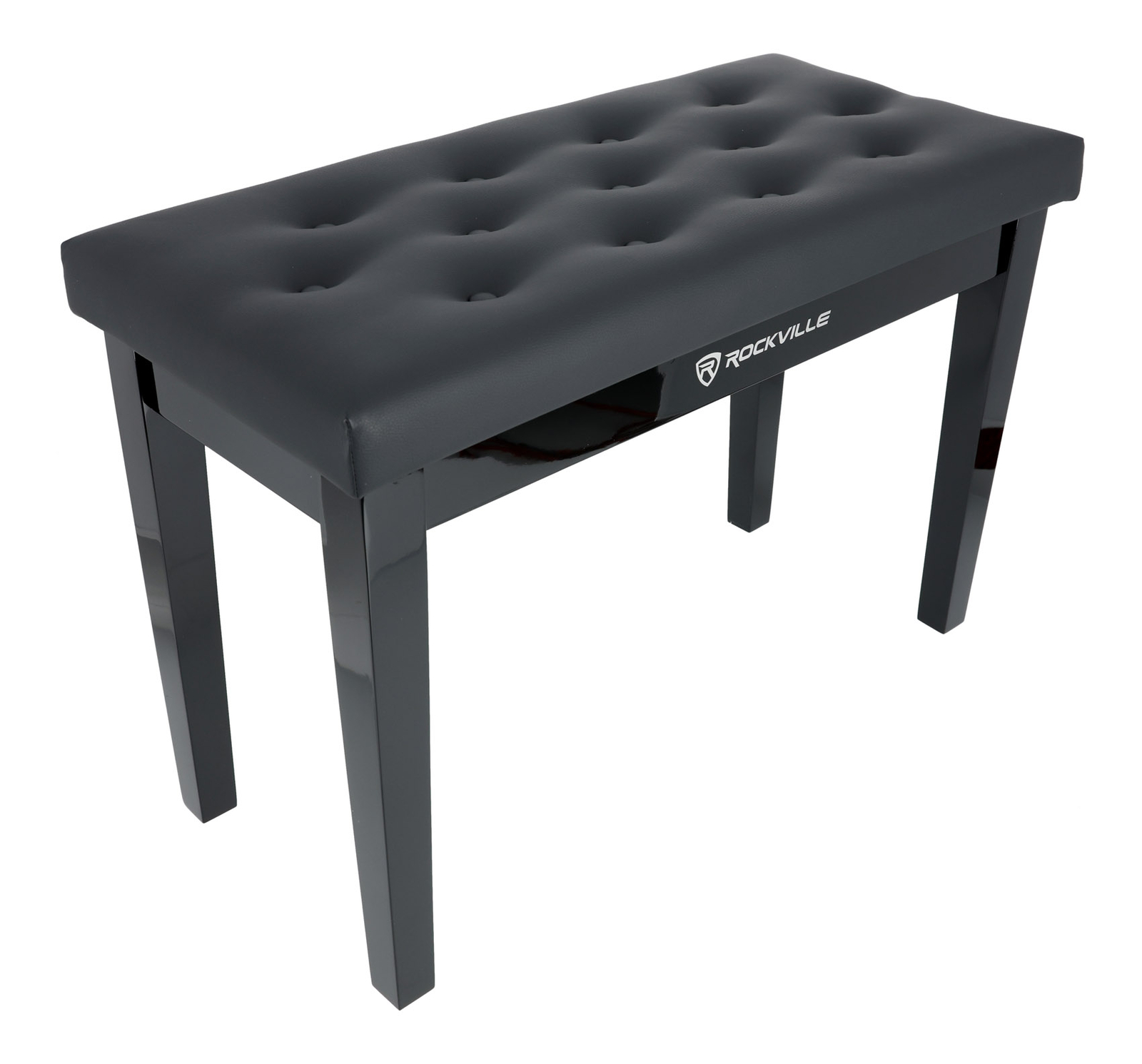 Rockville PB7 BLACK Premium Piano Bench w/Thailand Wood, Comfy Padding + Storage
