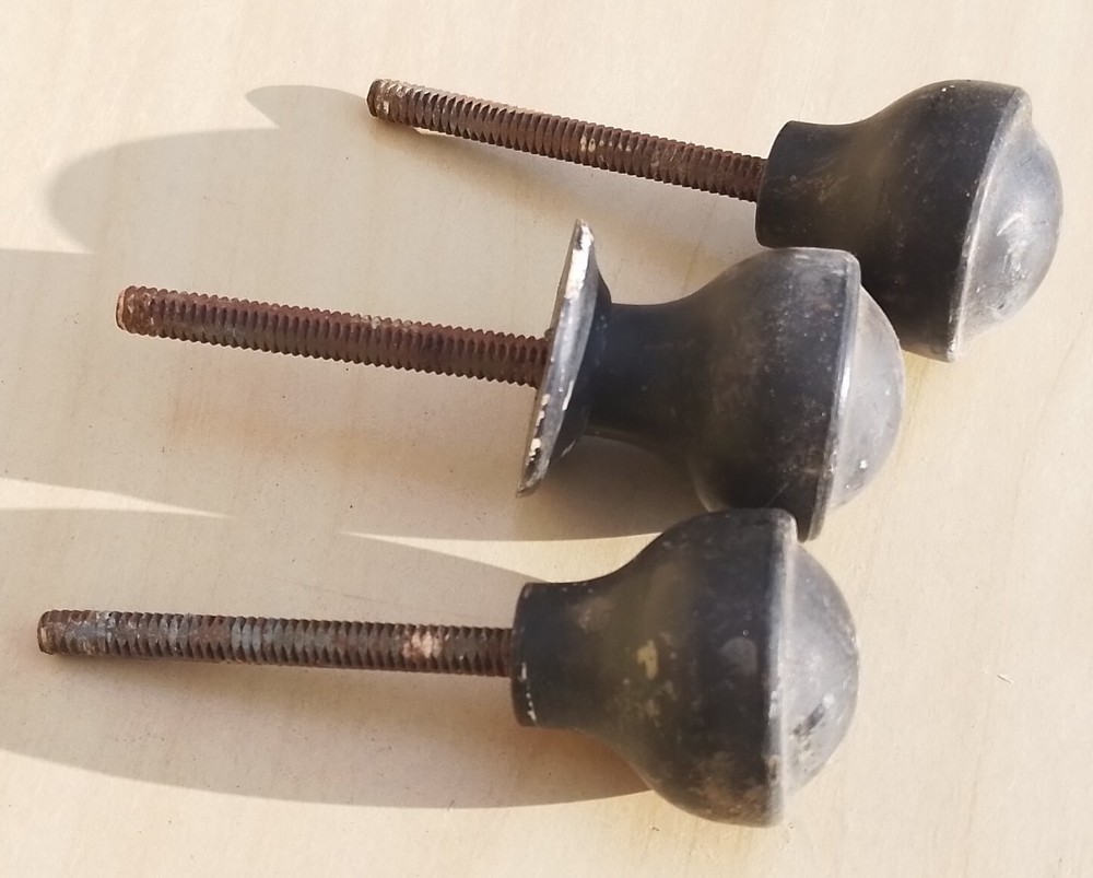 Vintage Old Antique Bakelite Olde Screw Thread Handles Set 3 Knobs