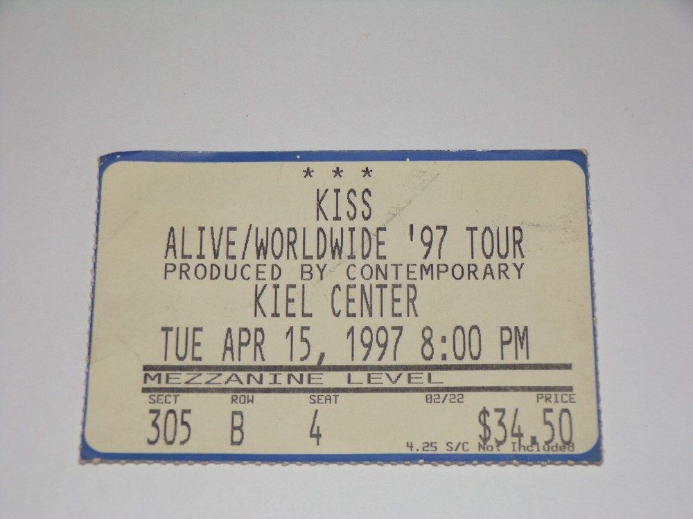 KISS Ticket Stub 1997 Reunion Concert Tour Kiel St. Louis Missouri Vintage Kiss