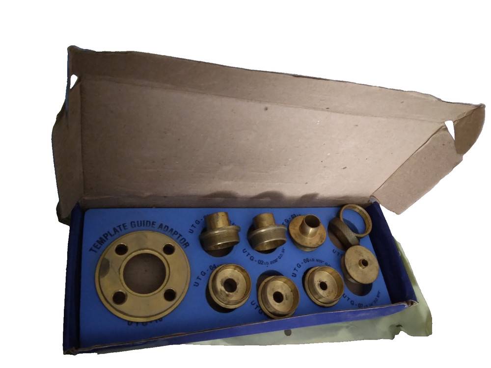 Template Guide Kit Set 1 Adapter, 2 Lock Nuts, 7 Different Template Guides