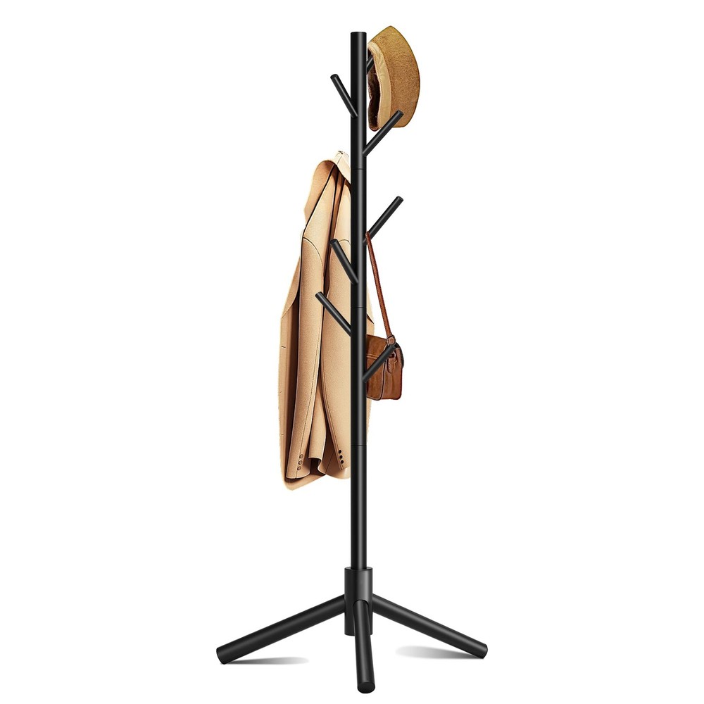 Coat Rack, Coat Racks Freestanding with 8 Hooks 3 Adjustable Heights for Clot...