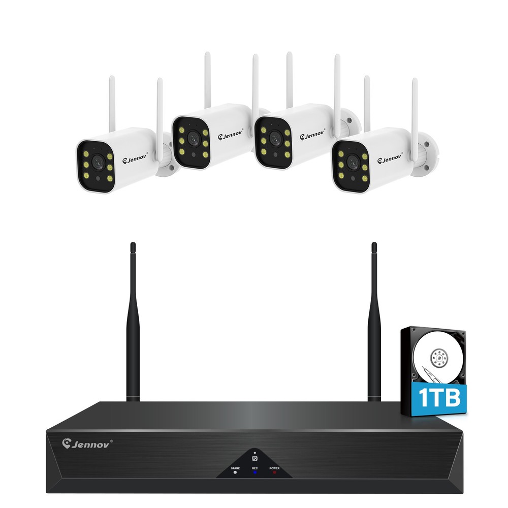 JENNOV CCTV Security Camera System 10CH NVR Remote Access 5MP WIFI Camera 1TB HD