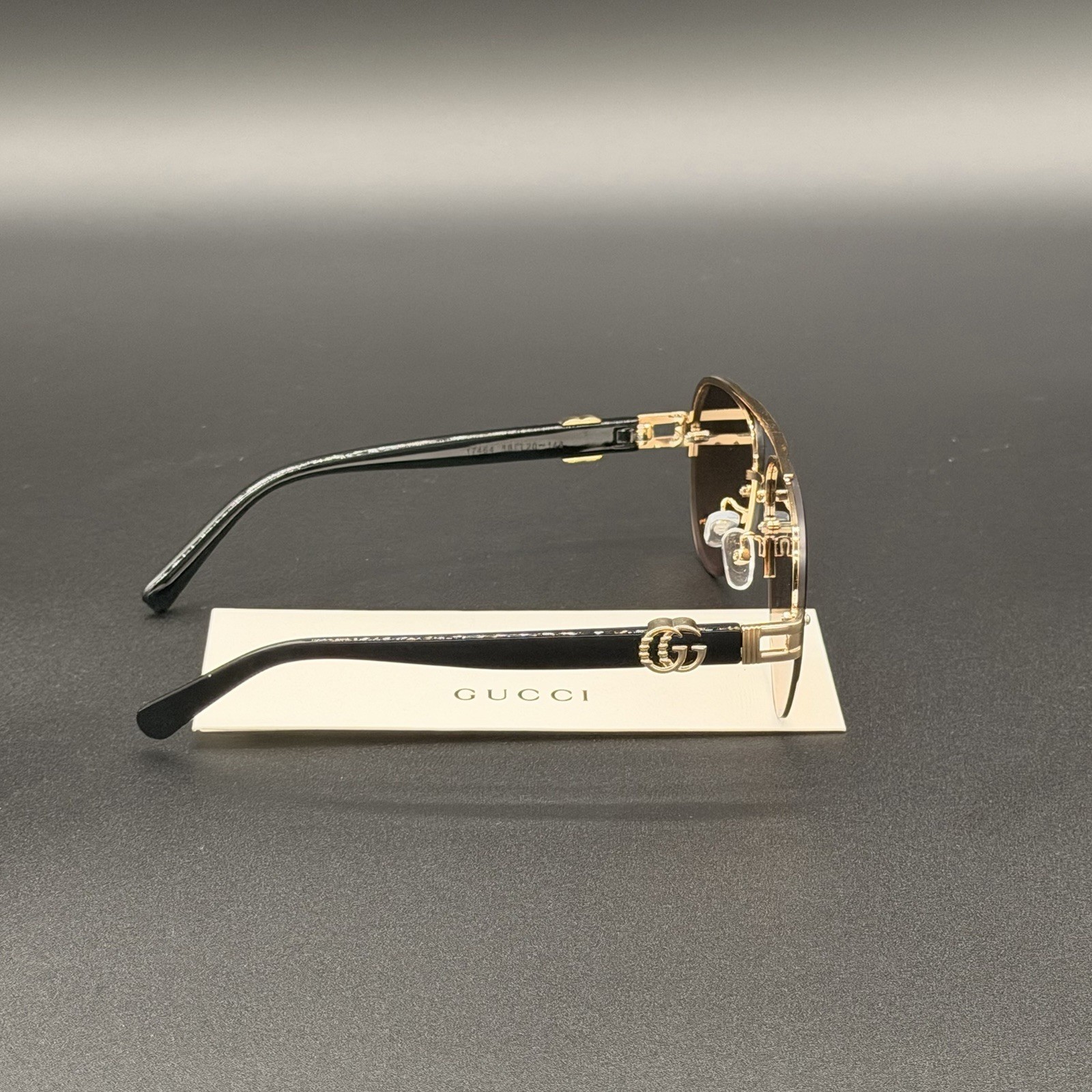 Gucci GG1220S Sunglasses Black Brown Pink Gold Frame Ships Same Day