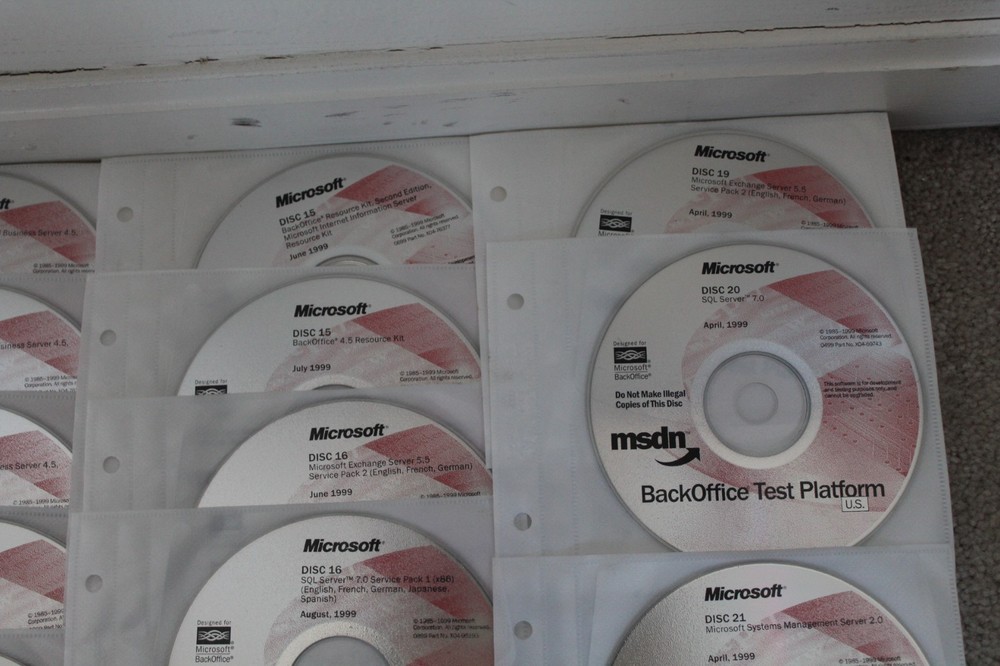 1999 MSDN BackOffice Test Platform Software 1 thru 16 and 19 thru 21