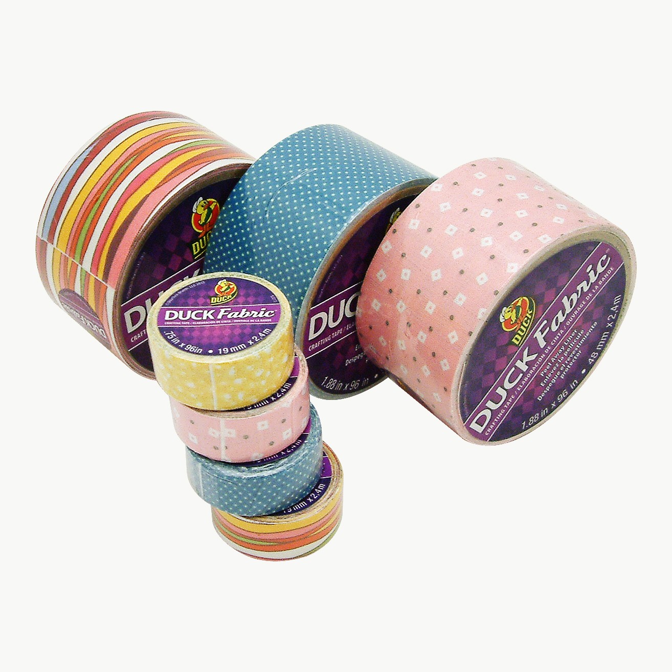 Duck Brand Fabric Crafting Tape: 3/4 in. x 8 ft. (Pink Brown Dot White Square)