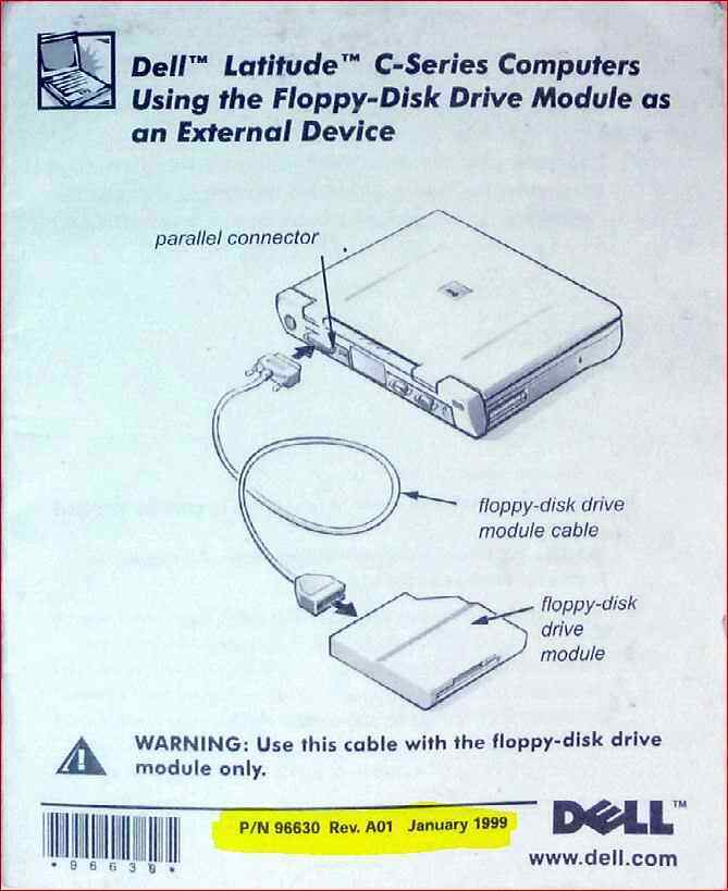 Dell Latitude C-Series Floppy Disk Module Connector Cable p/n 96630