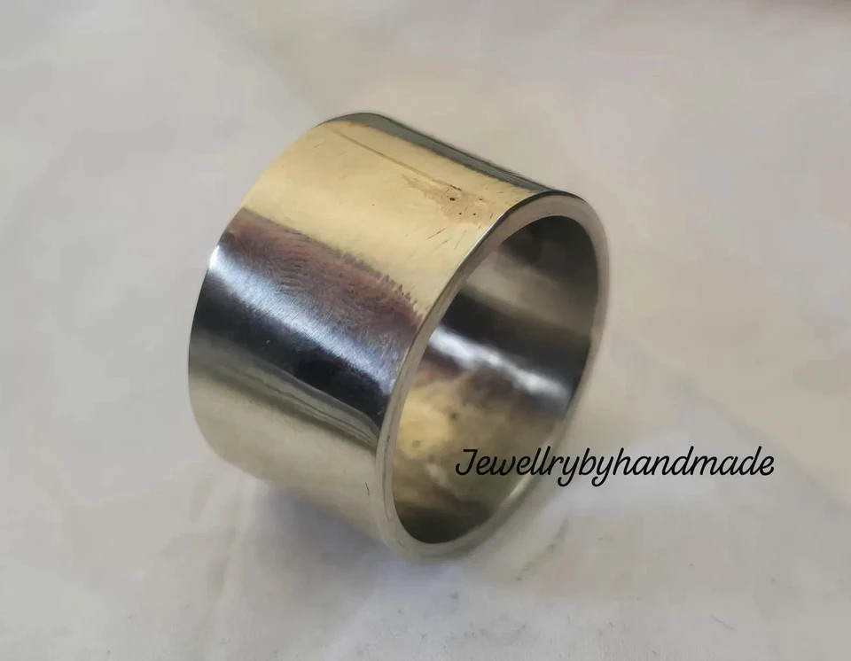Heavy Solid 925 Sterling Silver Wide Band Statement Handmade Smooth Thick Dome