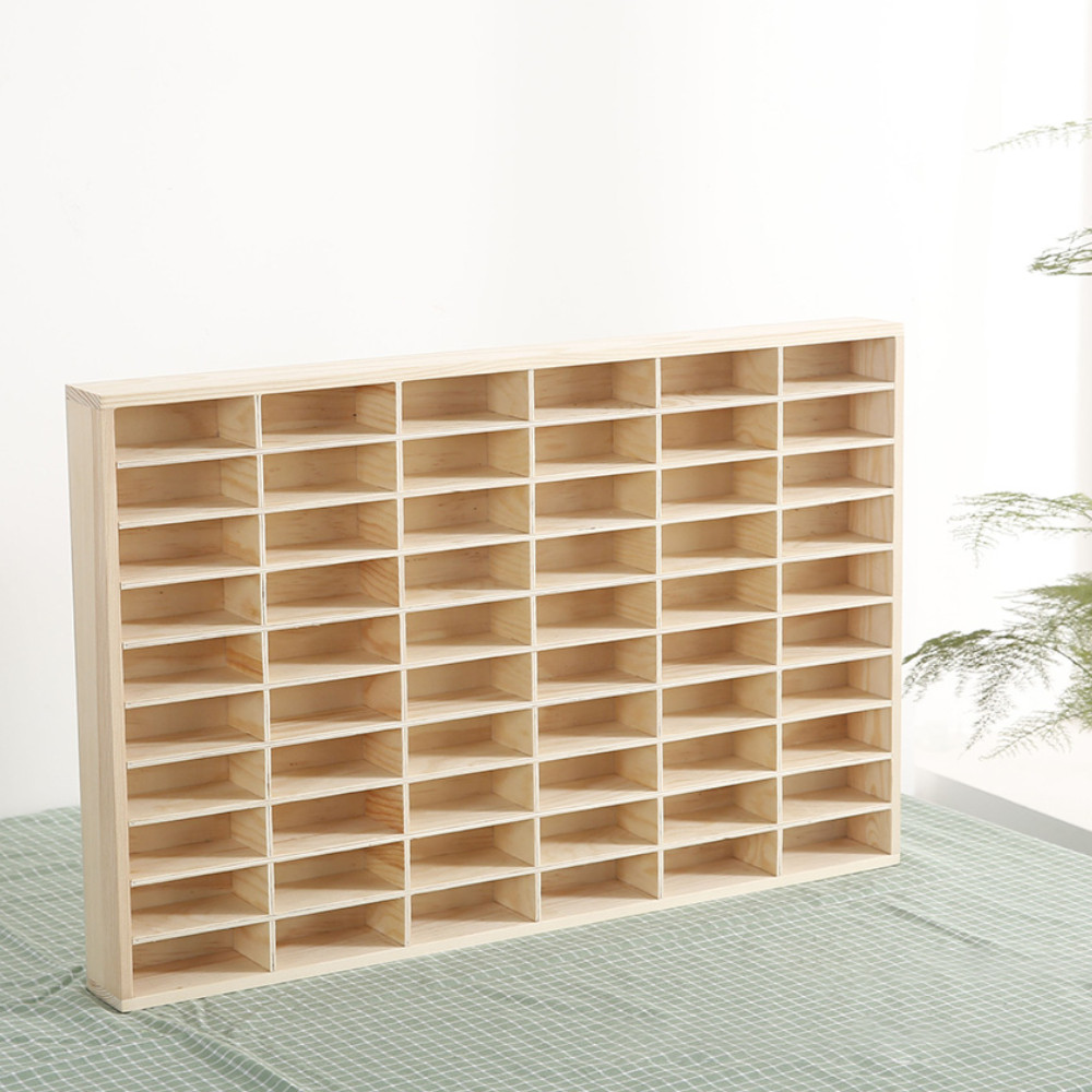 60 Grids Hot Wheels Diecast Wooden Display Storage Cabinet 1/64 Car Matchbox US